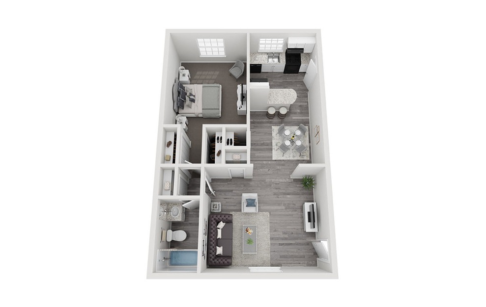 A2 - 1 bedroom floorplan layout with 1 bath and 796 square feet.