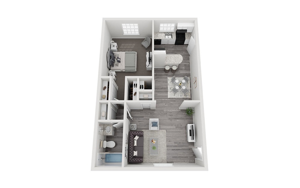 A2 - 1 bedroom floorplan layout with 1 bathroom and 796 square feet