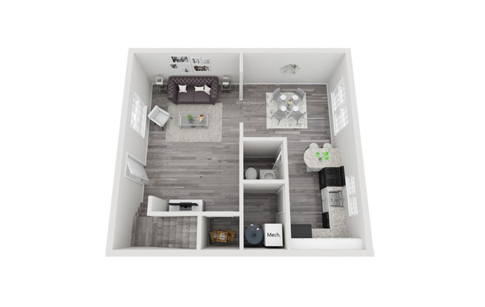 B2 - 2 bedroom floorplan layout with 1.5 bath and 1199 square feet. (Floor 1)