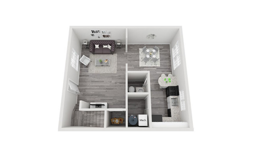 B3 - 2 bedroom floorplan layout with 1.5 bath and 1250 square feet. (Floor 1)
