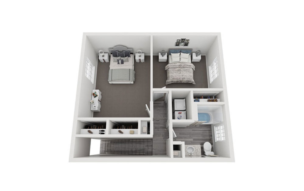 B3 - 2 bedroom floorplan layout with 1.5 bathroom and 1250 square feet (Floor 2)