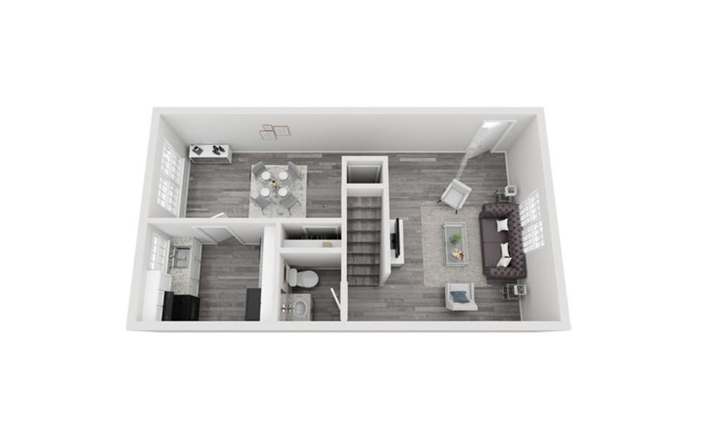 C1 - 3 bedroom floorplan layout with 2.5 baths and 1271 square feet. (Floor 1)