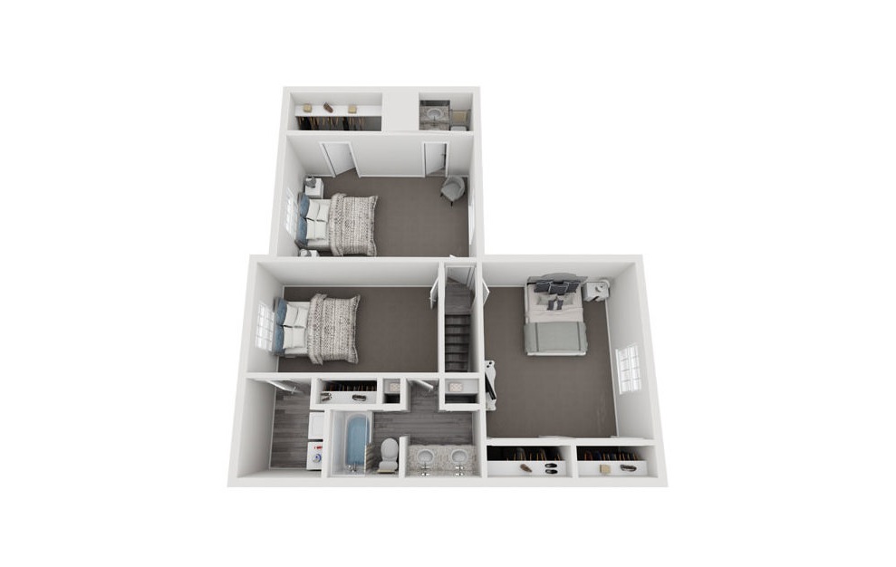 C1 - 3 bedroom floorplan layout with 2.5 baths and 1271 square feet. (Floor 2)
