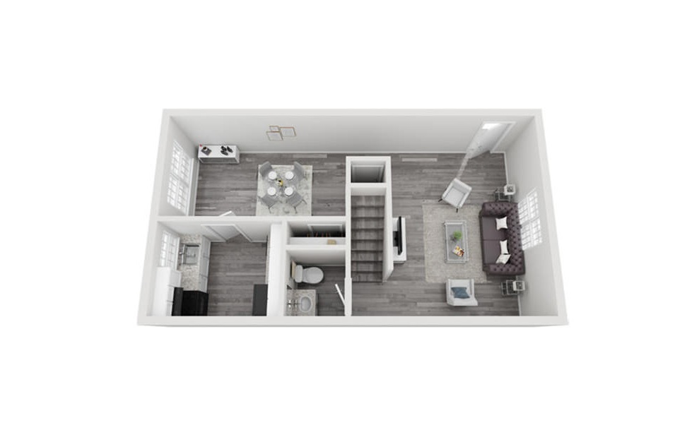 C2 - 3 bedroom floorplan layout with 2.5 baths and 1522 square feet. (Floor 1)