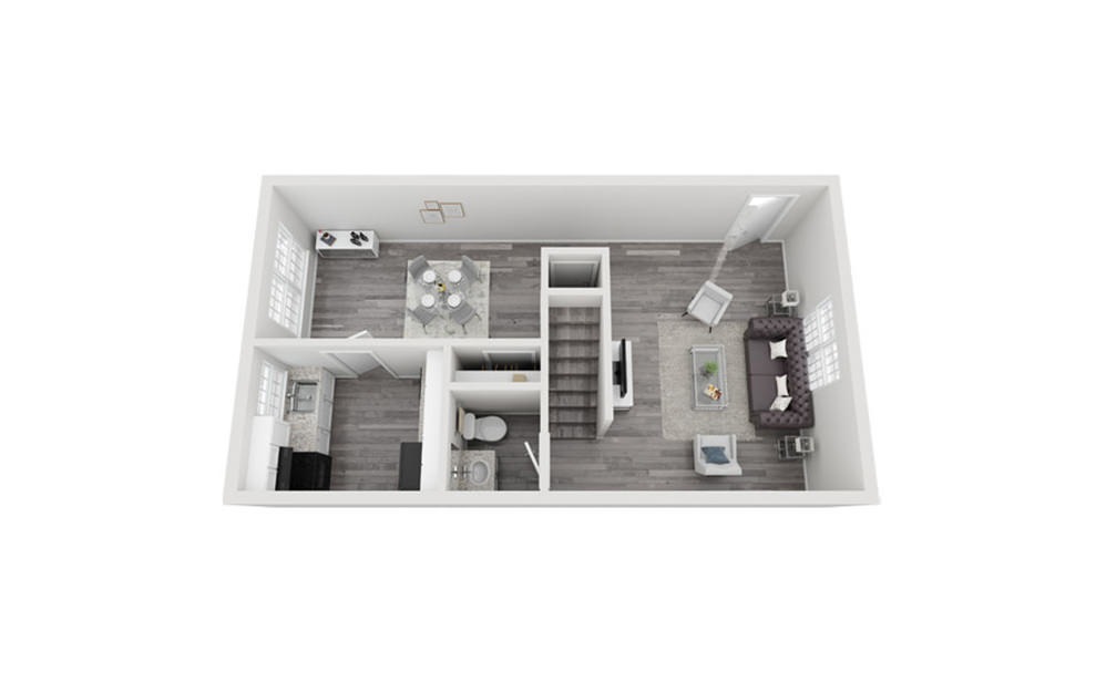 C3 - 3 bedroom floorplan layout with 2.5 bathrooms and 1626 square feet (Floor 1)