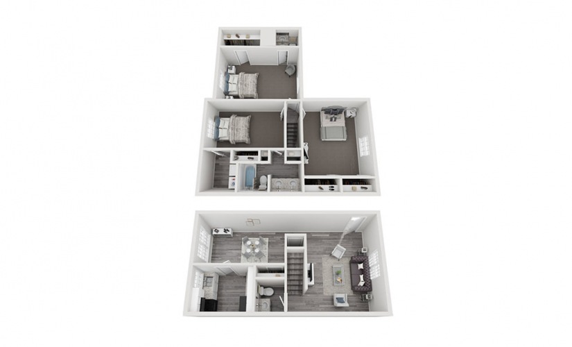 C3 - 3 bedroom floorplan layout with 2.5 bathrooms and 1626 square feet