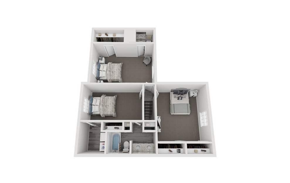 C3 - 3 bedroom floorplan layout with 2.5 baths and 1626 square feet. (Floor 2)